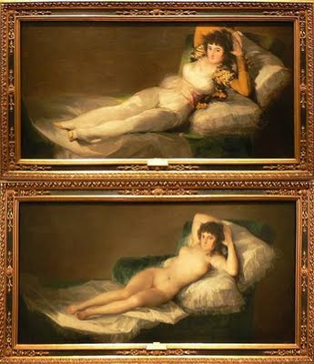 Pintura la maja de Goya vestida y desnuda