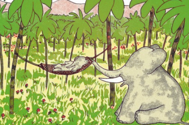 Ilustración de Babar y Celeste de la famosa obra de arte 'La Historia de Babar