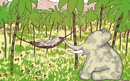 Ilustración de Babar y Celeste de la famosa obra de arte 'La Historia de Babar